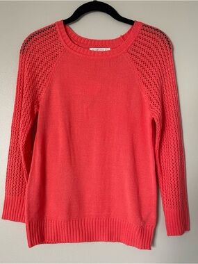 Forever 21 Bright Coral Mesh Knit Sweater NWT